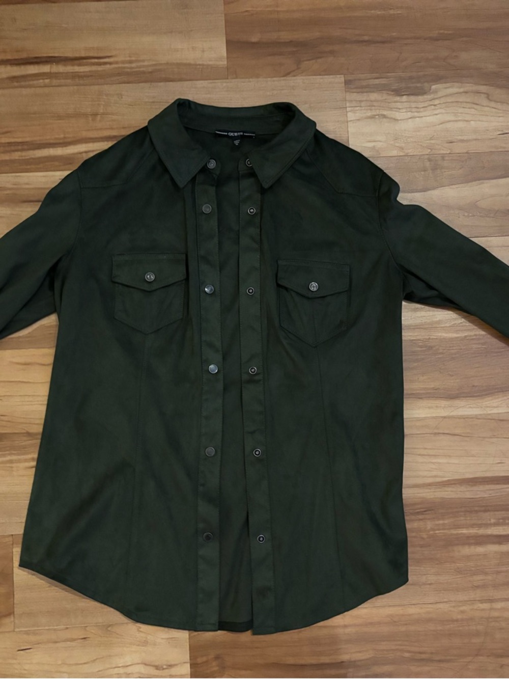 Guess Dark Green Button-Front Casual Shirt